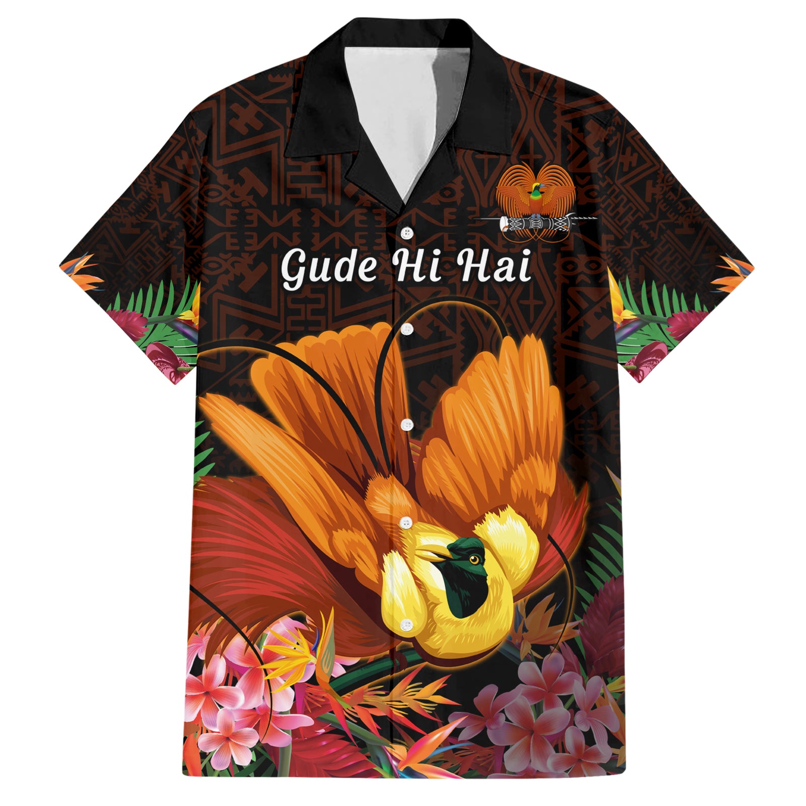 Gude Hi Hai Papua New Guinea Hawaiian Shirt Motuan PNG Raggiana Bird of Paradise Tropical Vibes LT14 Black - Polynesian Pride