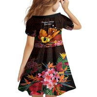 Gude Hi Hai Papua New Guinea Kid Short Sleeve Dress Motuan PNG Raggiana Bird of Paradise Tropical Vibes LT14 - Polynesian Pride