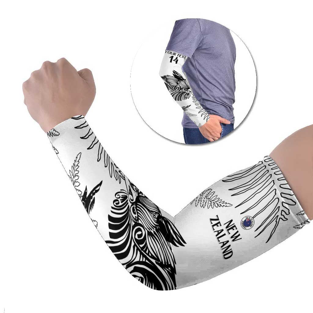 Custom New Zealand Kiwi Football Arm Sleeves Aotearoa Silver Fern - Polynesian Pride
