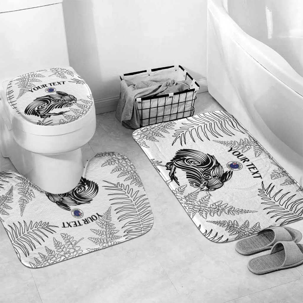 Custom New Zealand Kiwi Football Bathroom Set Aotearoa Silver Fern - Polynesian Pride