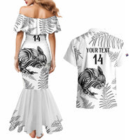Custom New Zealand Kiwi Football Couples Matching Mermaid Dress and Hawaiian Shirt Aotearoa Silver Fern