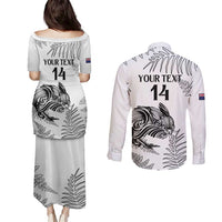 Custom New Zealand Kiwi Football Couples Matching Puletasi and Long Sleeve Button Shirt Aotearoa Silver Fern LT14 - Polynesian Pride