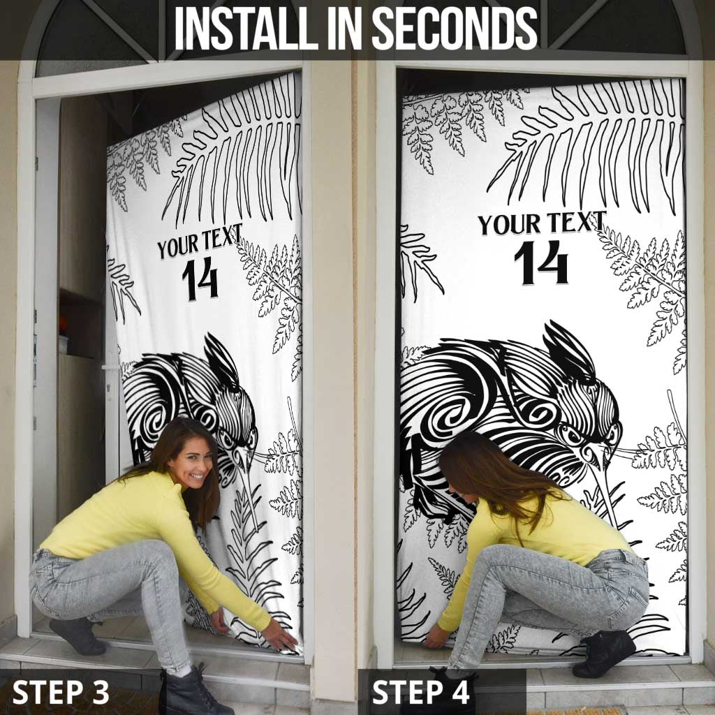 Custom New Zealand Kiwi Football Door Cover Aotearoa Silver Fern - Polynesian Pride