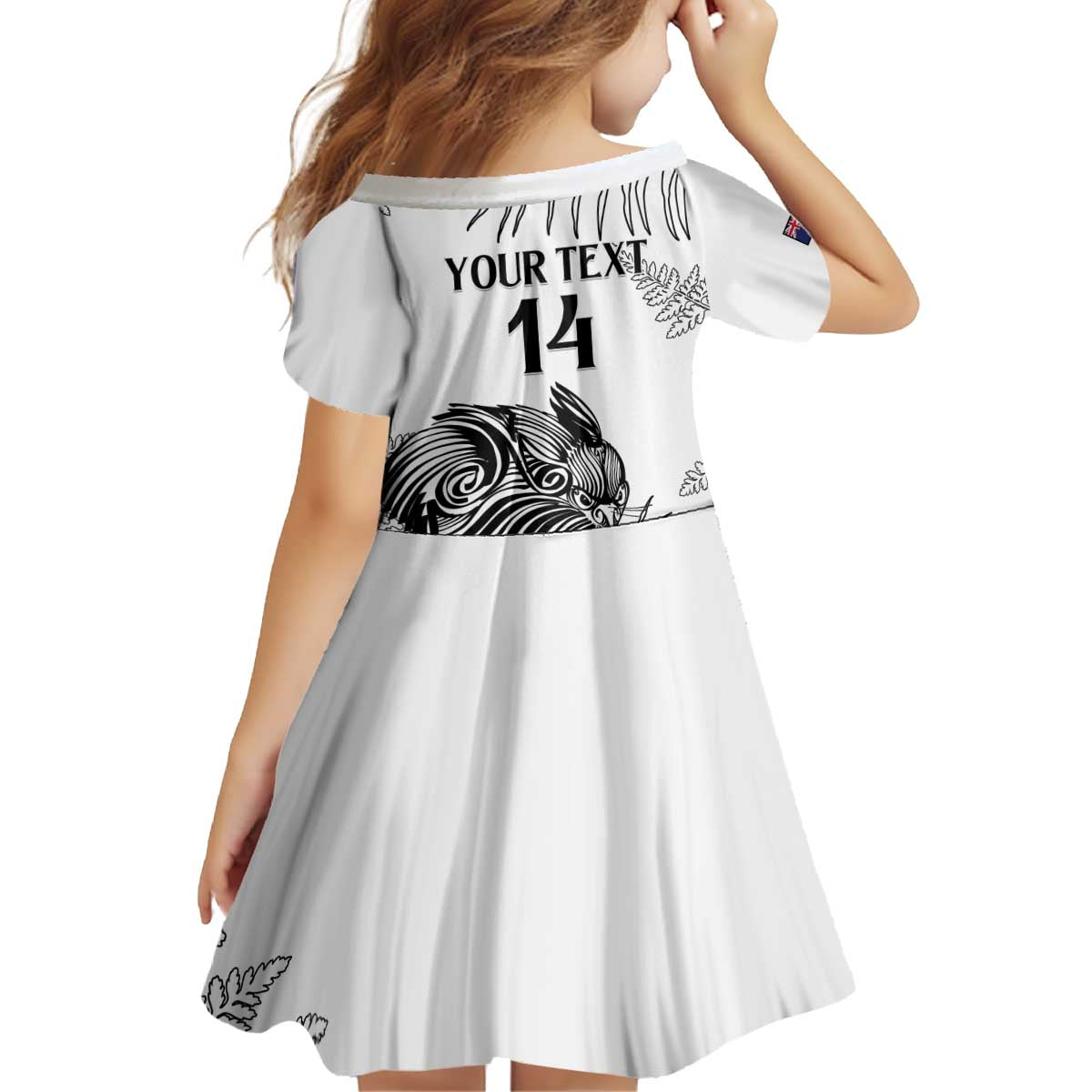 Custom New Zealand Kiwi Football Kid Short Sleeve Dress Aotearoa Silver Fern LT14 - Polynesian Pride