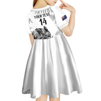 Custom New Zealand Kiwi Football Kid Short Sleeve Dress Aotearoa Silver Fern LT14 - Polynesian Pride