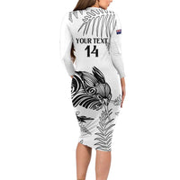 Custom New Zealand Kiwi Football Long Sleeve Bodycon Dress Aotearoa Silver Fern LT14 - Polynesian Pride
