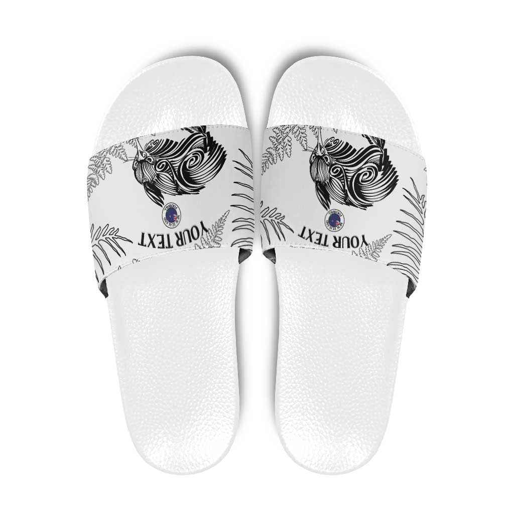 Custom New Zealand Kiwi Football Slide Sandals Aotearoa Silver Fern - Polynesian Pride