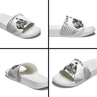 Custom New Zealand Kiwi Football Slide Sandals Aotearoa Silver Fern - Polynesian Pride