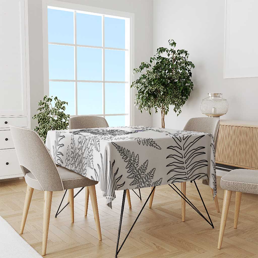 Custom New Zealand Kiwi Football Tablecloth Aotearoa Silver Fern