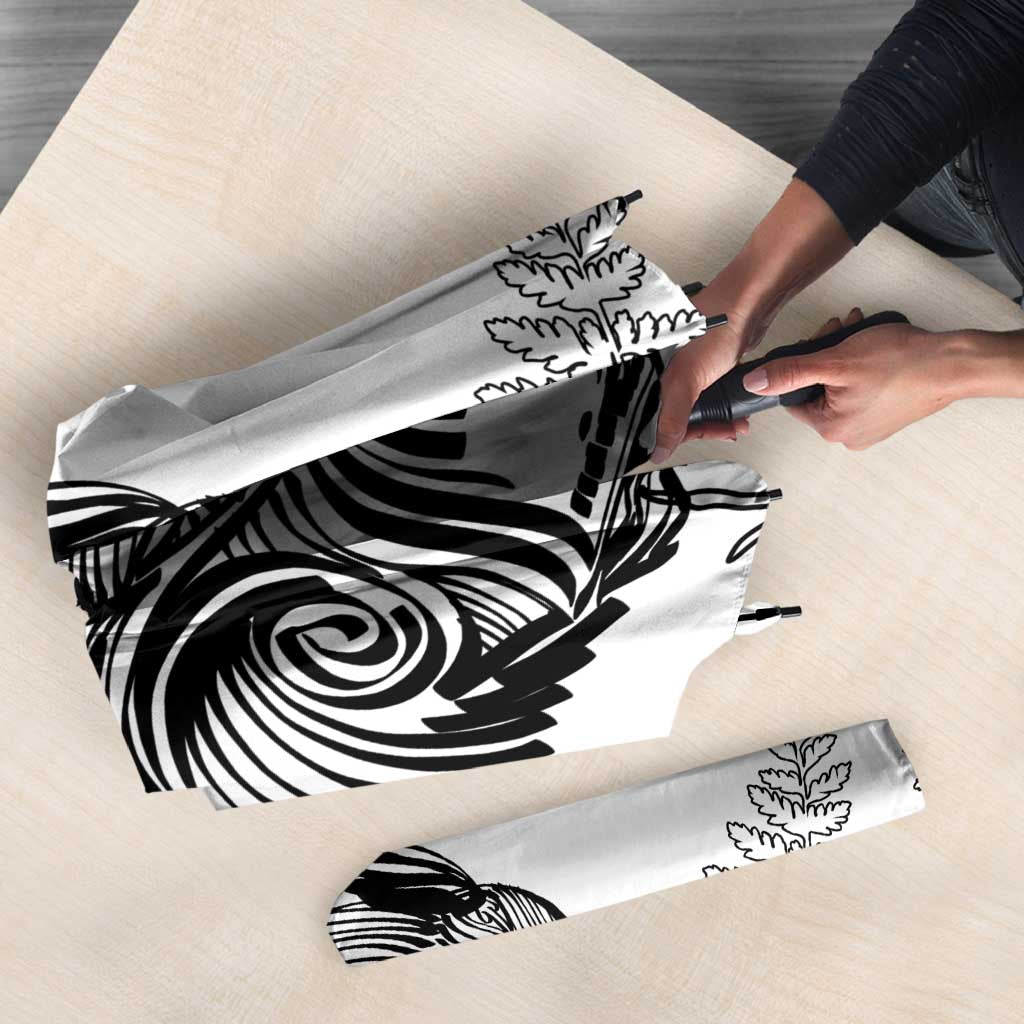 Custom New Zealand Kiwi Football Umbrella Aotearoa Silver Fern - Polynesian Pride