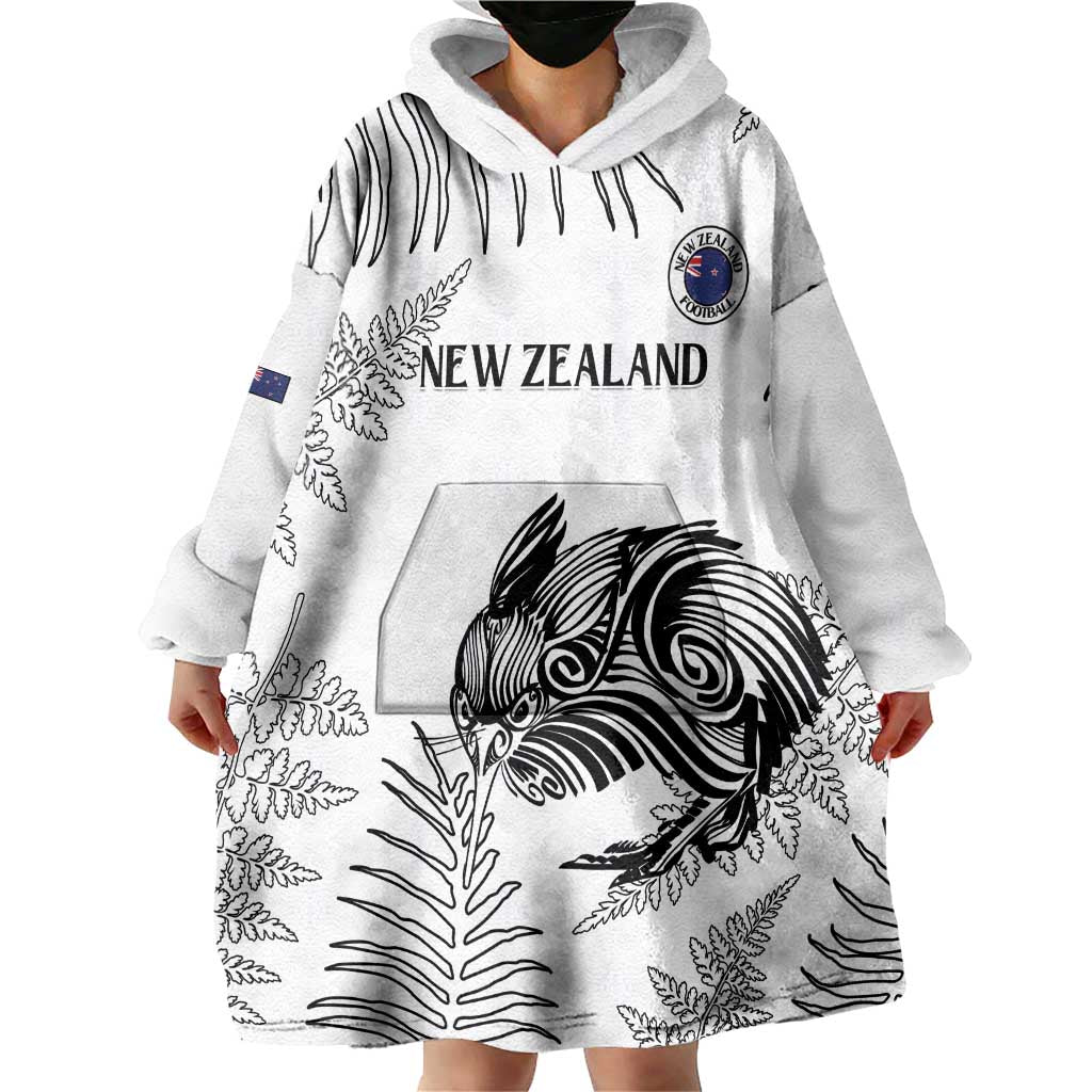 Custom New Zealand Kiwi Football Wearable Blanket Hoodie Aotearoa Silver Fern