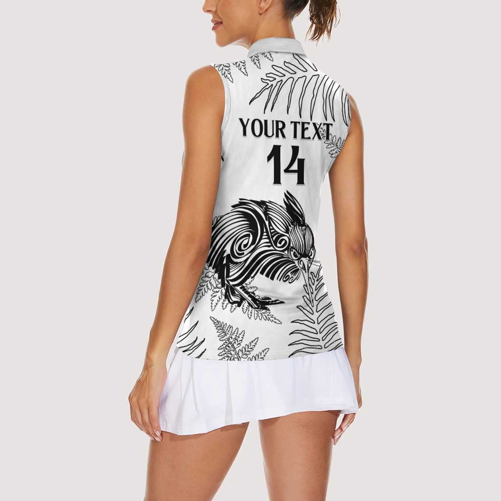 Custom New Zealand Kiwi Football Women Sleeveless Polo Shirt Aotearoa Silver Fern