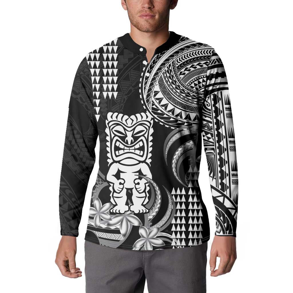 Hawaii Ku God Button Sweatshirt Kakau Mix Polynesian Tattoo