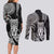 Hawaii Ku God Couples Matching Long Sleeve Bodycon Dress and Long Sleeve Button Shirt Kakau Mix Polynesian Tattoo