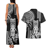 Hawaii Ku God Couples Matching Tank Maxi Dress and Hawaiian Shirt Kakau Mix Polynesian Tattoo