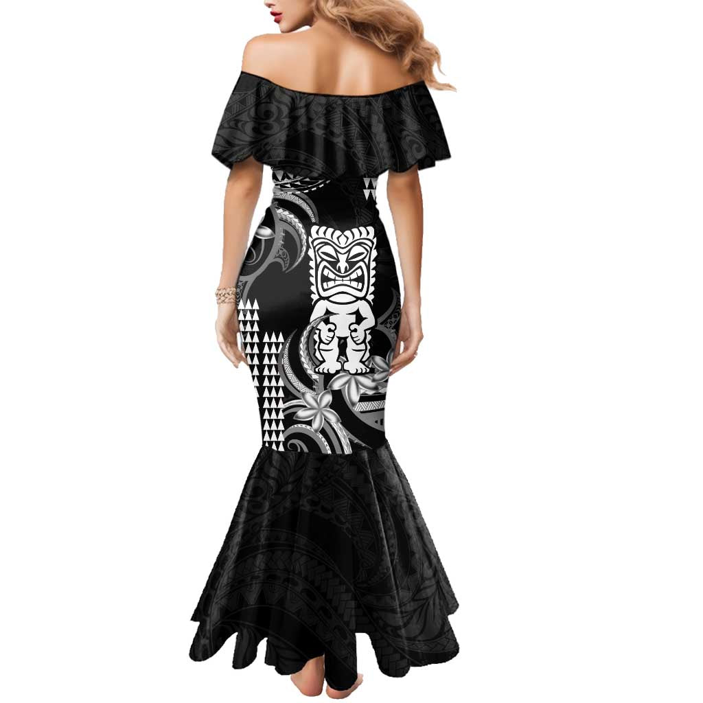 Hawaii Ku God Family Matching Mermaid Dress and Hawaiian Shirt Kakau Mix Polynesian Tattoo