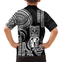 Hawaii Ku God Family Matching Off The Shoulder Long Sleeve Dress and Hawaiian Shirt Kakau Mix Polynesian Tattoo