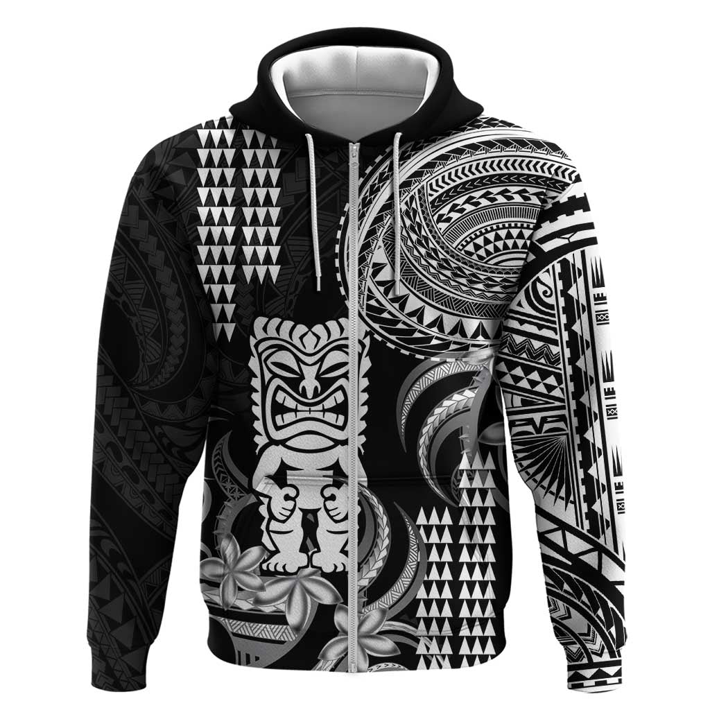 Hawaii Ku God Zip Hoodie Kakau Mix Polynesian Tattoo