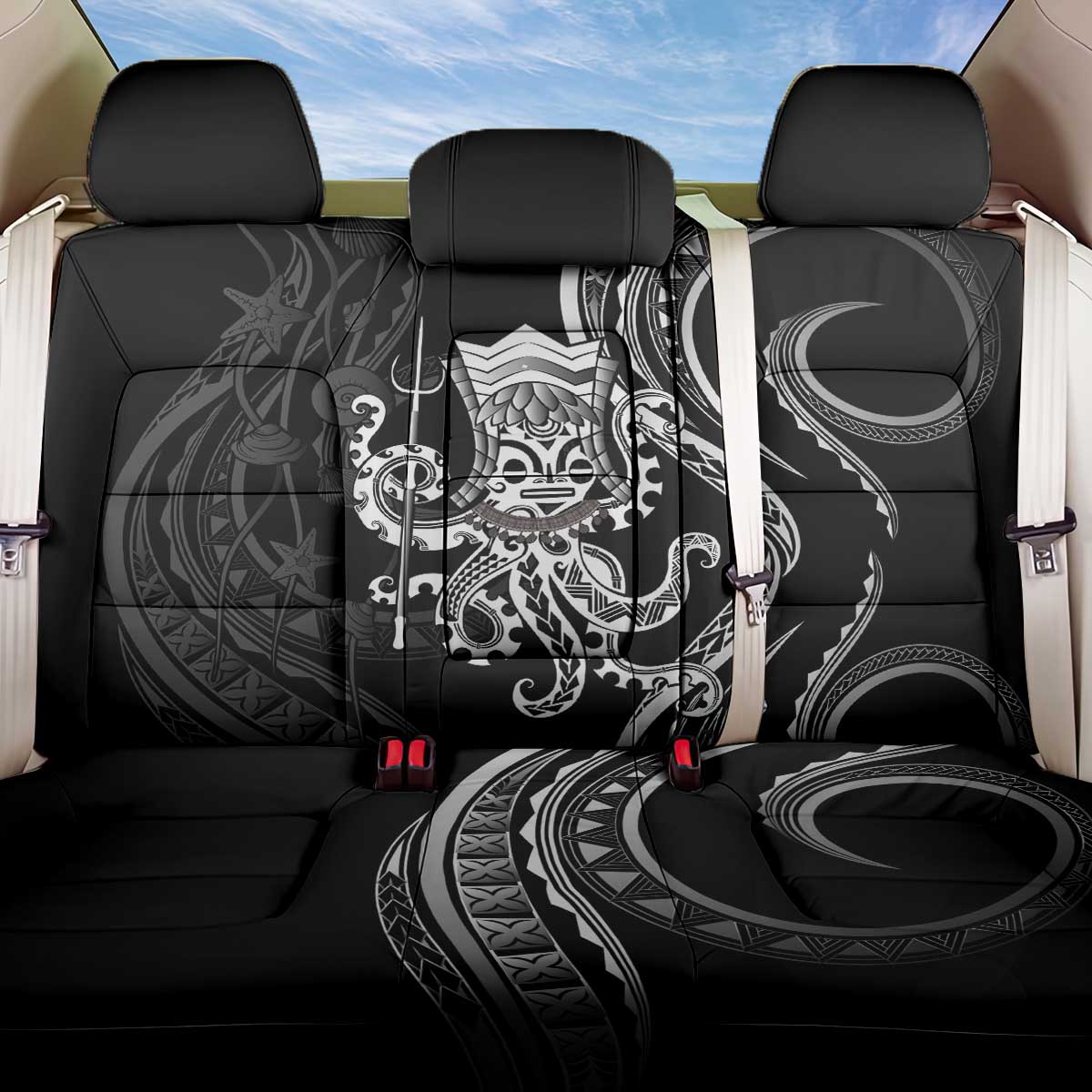 Black Hawaii Kanaloa God Back Car Seat Cover Hawaiian Octopus