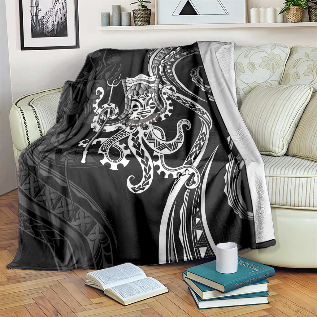 Black Hawaii Kanaloa God Blanket Hawaiian Octopus