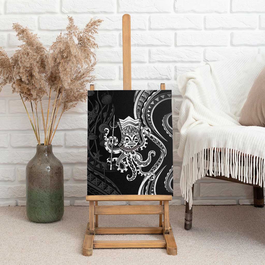 Black Hawaii Kanaloa God Canvas Wall Art Hawaiian Octopus
