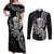 Black Hawaii Kanaloa God Couples Matching Off Shoulder Maxi Dress and Long Sleeve Button Shirt Hawaiian Octopus