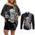 Black Hawaii Kanaloa God Couples Matching Off Shoulder Short Dress and Long Sleeve Button Shirt Hawaiian Octopus