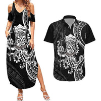 Black Hawaii Kanaloa God Couples Matching Summer Maxi Dress and Hawaiian Shirt Hawaiian Octopus