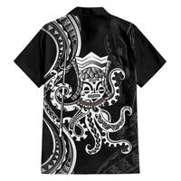Black Hawaii Kanaloa God Family Matching Off The Shoulder Long Sleeve Dress and Hawaiian Shirt Hawaiian Octopus