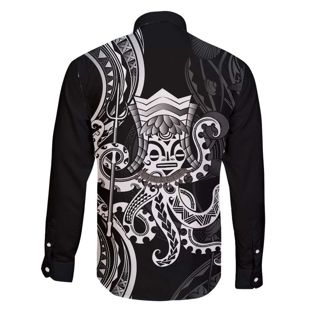 Black Hawaii Kanaloa God Family Matching Off Shoulder Maxi Dress and Hawaiian Shirt Hawaiian Octopus