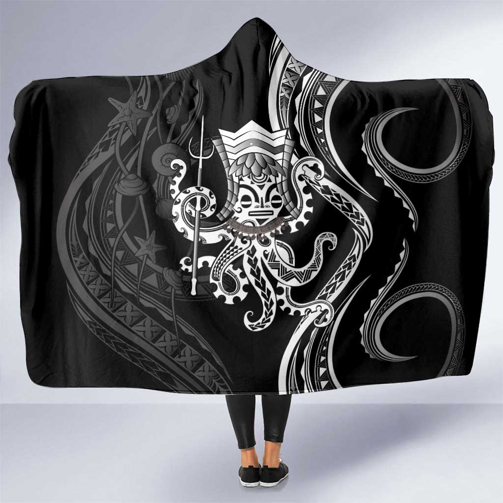 Black Hawaii Kanaloa God Hooded Blanket Hawaiian Octopus