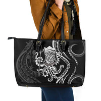Black Hawaii Kanaloa God Leather Tote Bag Hawaiian Octopus