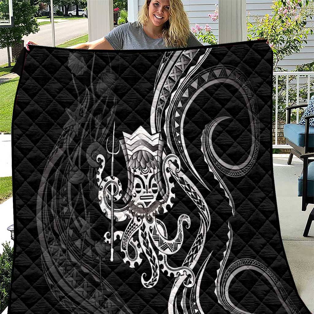 Black Hawaii Kanaloa God Quilt Hawaiian Octopus