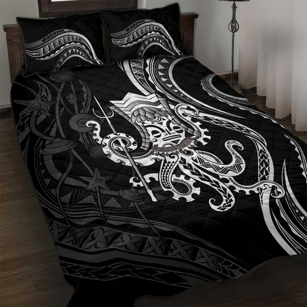 Black Hawaii Kanaloa God Quilt Bed Set Hawaiian Octopus