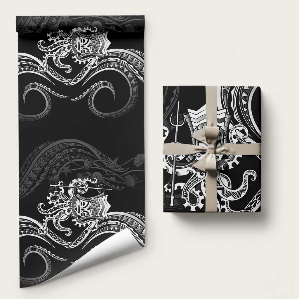 Black Hawaii Kanaloa God Wrapping Paper Hawaiian Octopus - Polynesian Pride
