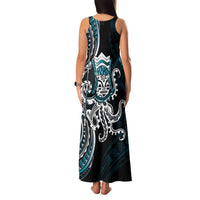 Turquoise Hawaii Kanaloa God Family Matching Tank Maxi Dress and Hawaiian Shirt Hawaiian Octopus