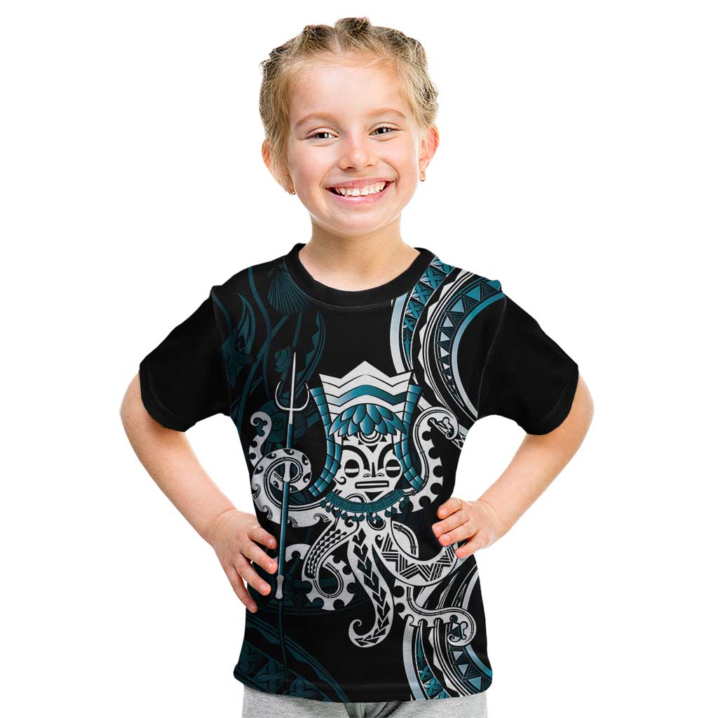 Turquoise Hawaii Kanaloa God Kid T Shirt Hawaiian Octopus