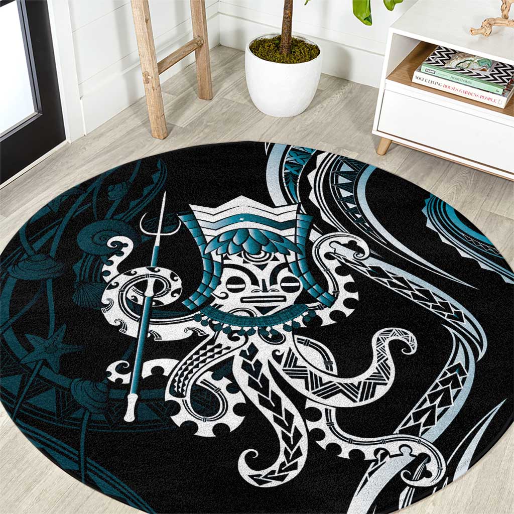 Turquoise Hawaii Kanaloa God Round Carpet Hawaiian Octopus