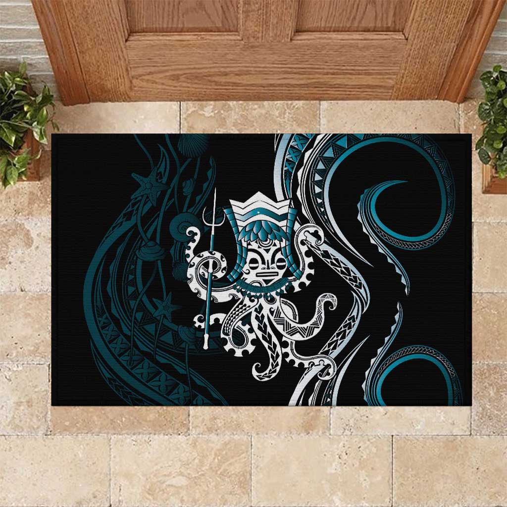 Turquoise Hawaii Kanaloa God Rubber Doormat Hawaiian Octopus