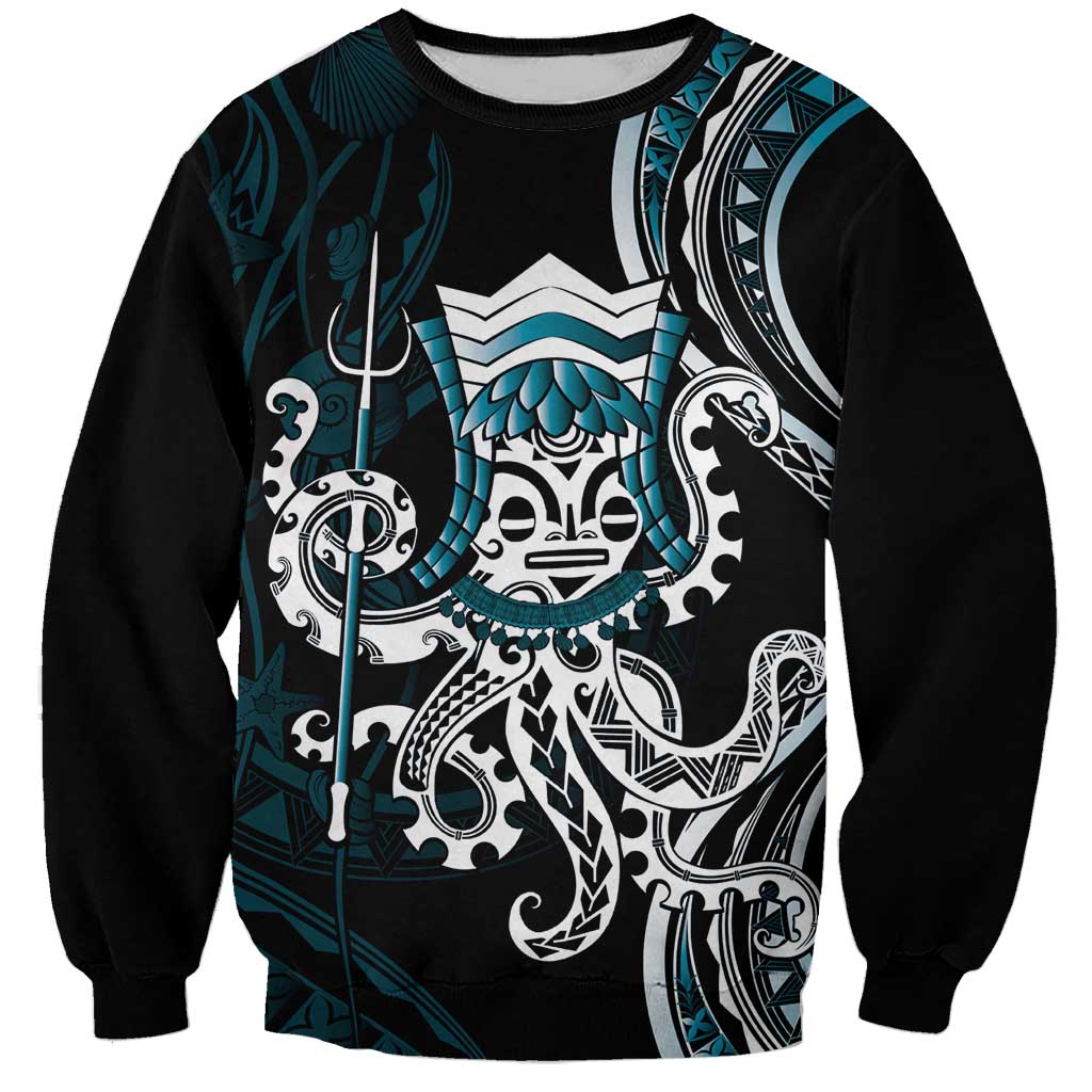 Turquoise Hawaii Kanaloa God Sweatshirt Hawaiian Octopus