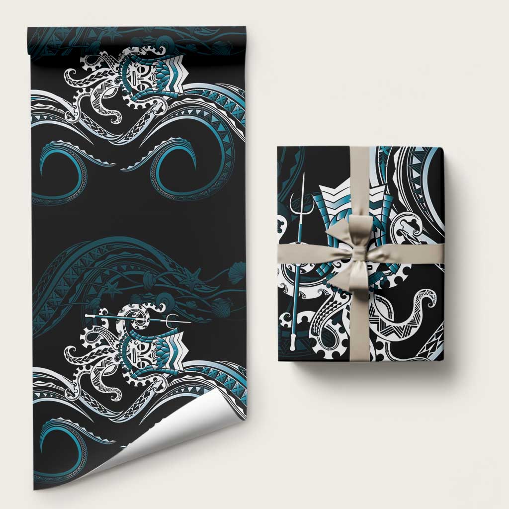 Turquoise Hawaii Kanaloa God Wrapping Paper Hawaiian Octopus - Polynesian Pride