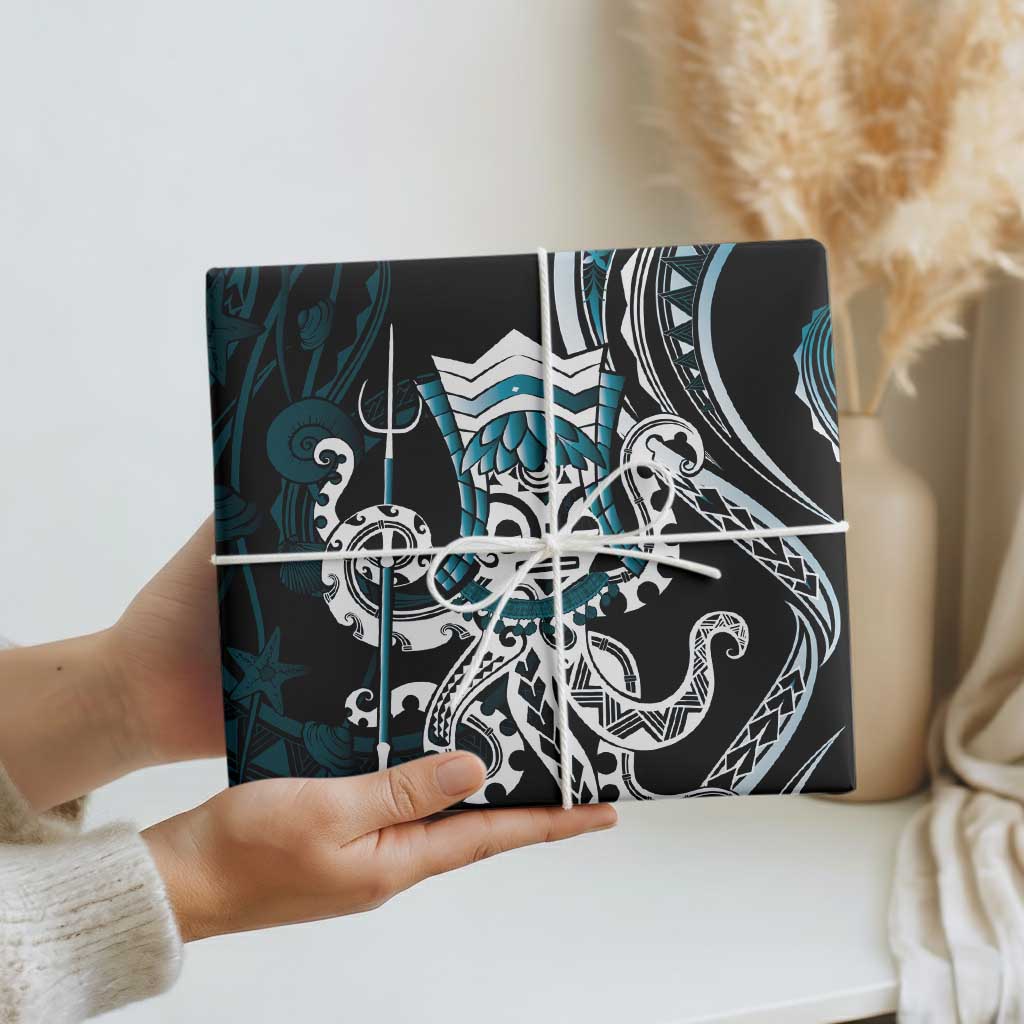 Turquoise Hawaii Kanaloa God Wrapping Paper Hawaiian Octopus - Polynesian Pride