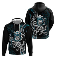 Turquoise Hawaii Kanaloa God Zip Hoodie Hawaiian Octopus