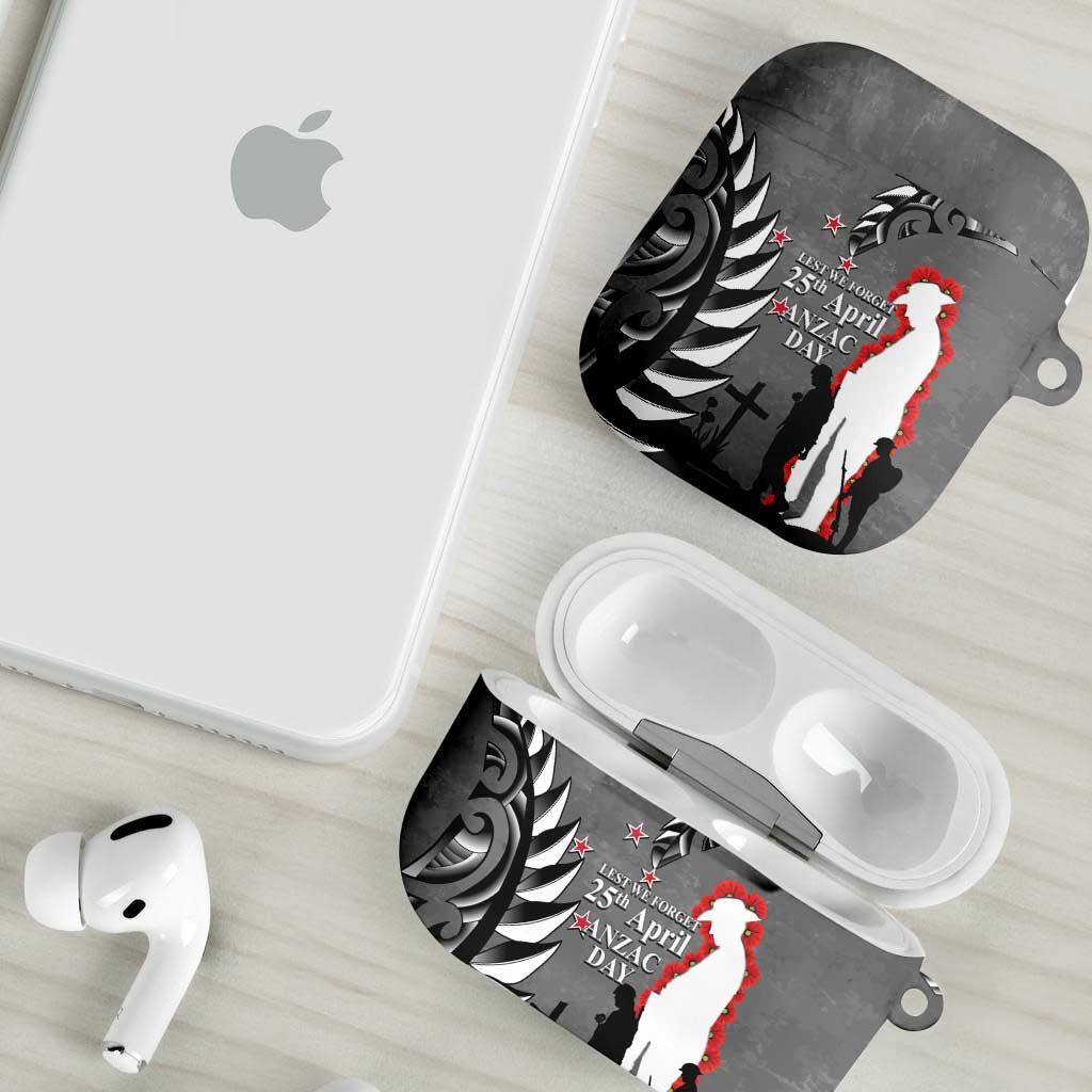 New Zealand ANZAC Day AirPods Case 25th April Silver Fern With Poppy - Polynesian Pride