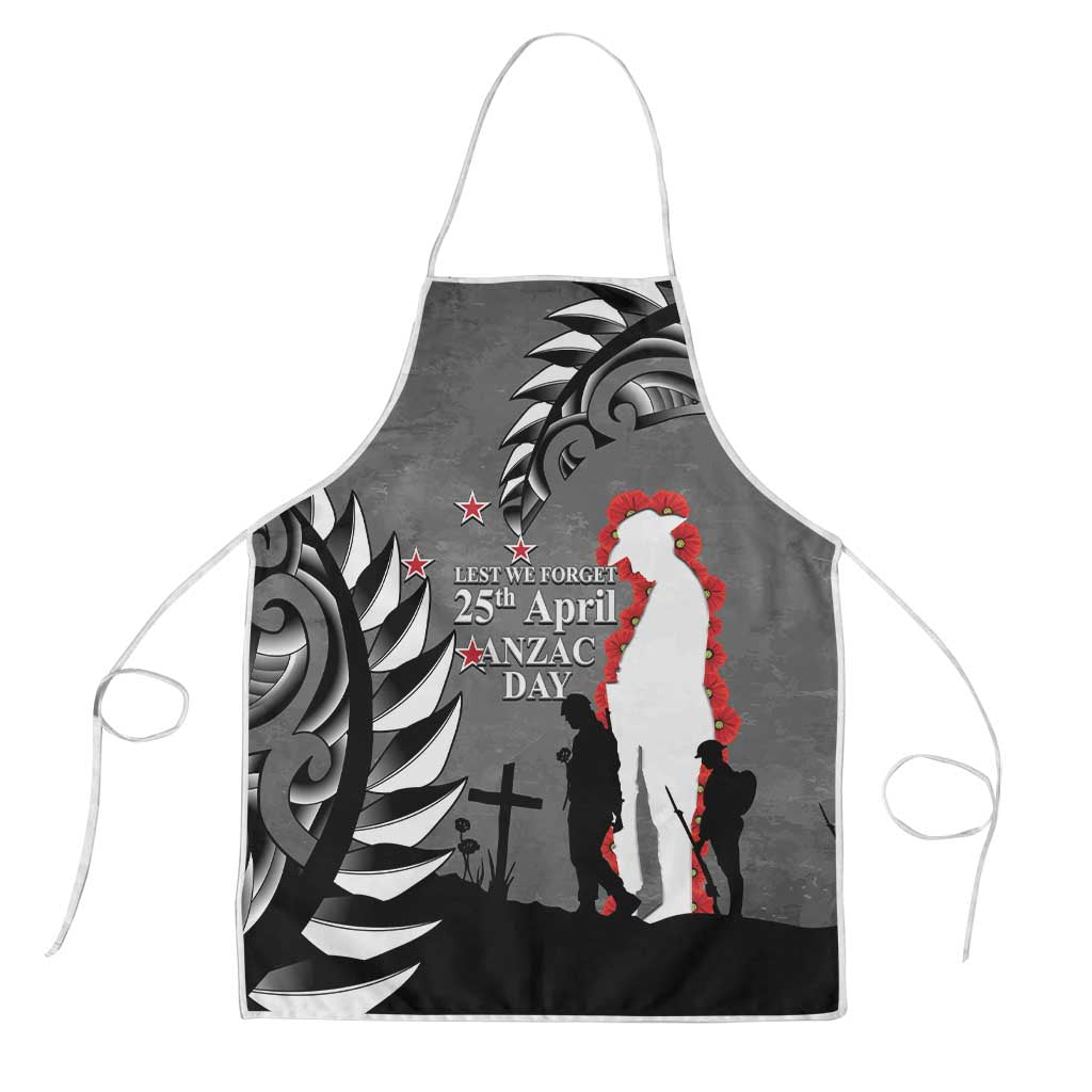 New Zealand ANZAC Day Apron 25th April Silver Fern With Poppy - Polynesian Pride