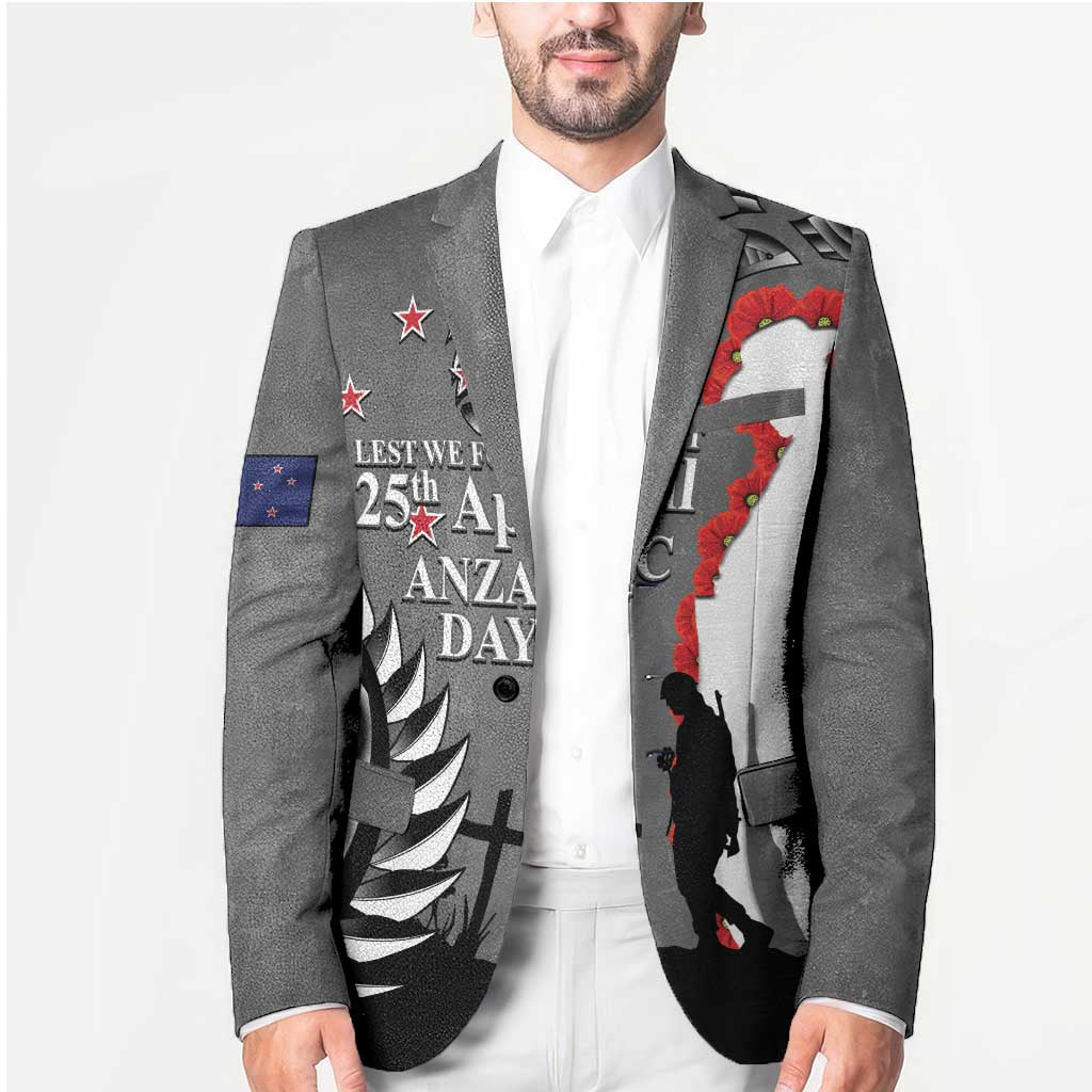 New Zealand ANZAC Day Blazer 25th April Silver Fern With Poppy - Polynesian Pride