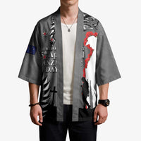 New Zealand ANZAC Day Kimono 25th April Silver Fern With Poppy - Polynesian Pride