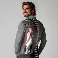 New Zealand ANZAC Day Long Sleeve Polo Shirt 25th April Silver Fern With Poppy LT14 - Polynesian Pride