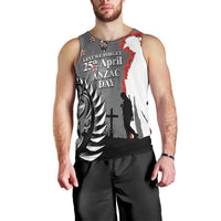 New Zealand ANZAC Day Men Tank Top 25th April Silver Fern With Poppy