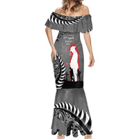 New Zealand ANZAC Day Mermaid Dress 25th April Silver Fern With Poppy LT14 - Polynesian Pride